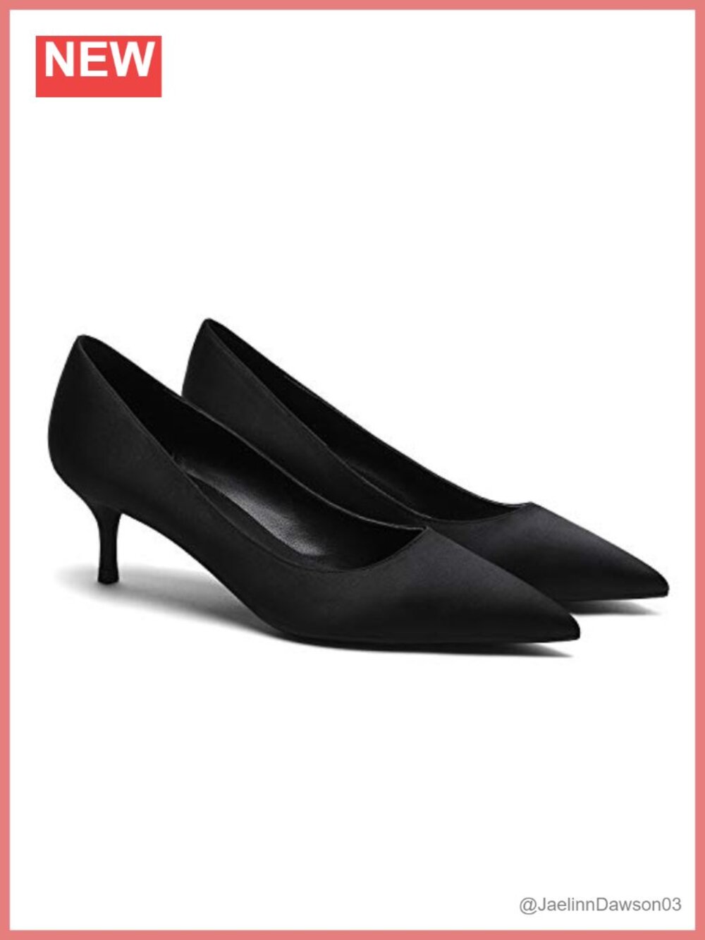 Kitten Heel Pumps Pointed Toe Satin Slip On 2 Inch Mid Heel Dress Shoes Classic